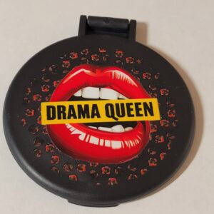 Black Compact Mirror with Lips and Drama Queen