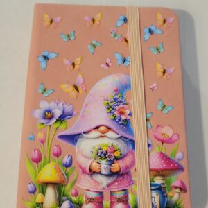 Small Pink Gnome with Butterflies and Flowers