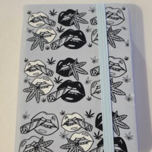 Small Light Blue Notebook with Weed and Lips