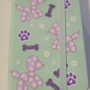 Small Green Notebook with Purple Balloon Dogs