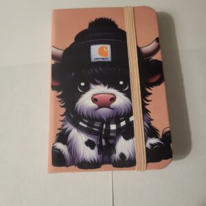 Small Pink Notebook with Black and White Cow