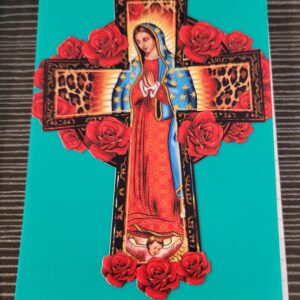 Green Flip Notebook with Mary and Cross