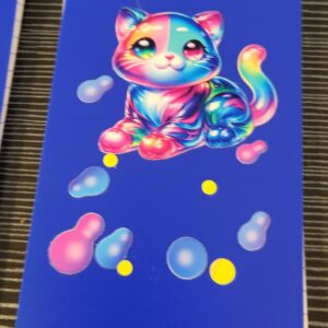 Blue Flip Notebook with Colorful Cat