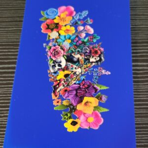 Blue Flip Notebook with Girl and Flowers