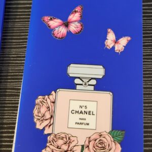 Blue Flip Notebook with Perfume Bottle