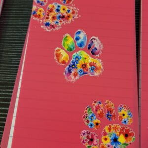 Pink Flip Notebook with Flower Paw Prints