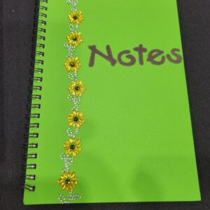 Green Notebook with Sunflowers