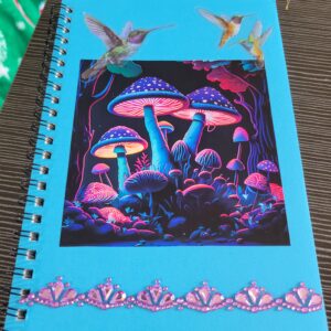 Light Blue Notebook with Mushrooms