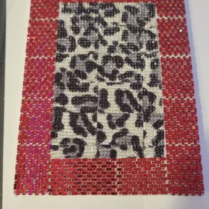White Notebook with Red and Leopard Squares (no lines)