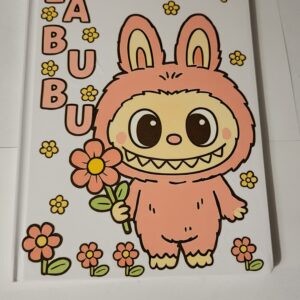 White Notebook with Pink LaBuBu (no lines)