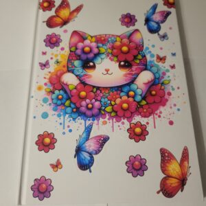 White Notebook with Colorful Cat (no lines)