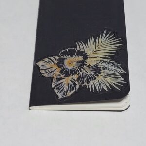 Black Tiny Notebook with Gold Flowers