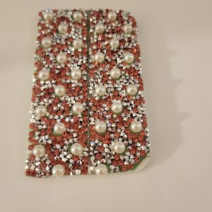 Grey Tiny Notebook with Pink and Pearls