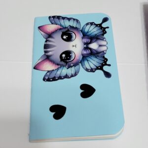 Light Blue Tiny Notebook with Grey Cat