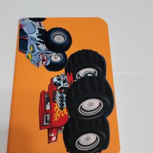 Orange Tiny Notebook with Monster Trucks