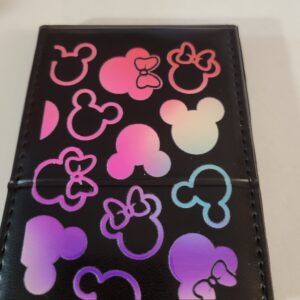 Small Black Leather Notebook with Mickey and Silver Pen