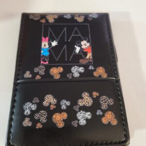 Small Black Leather Notebook with Micky and Minnie and Silver Pen
