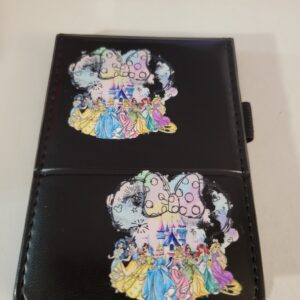 Small Black Leather Notebook with Princesses and Silver Pen
