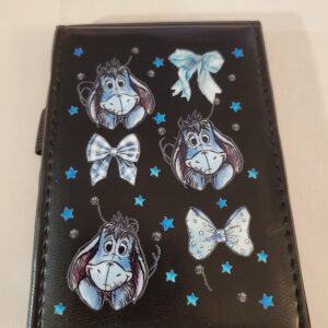 Small Black Leather Notebook with Eor and Silver Pen