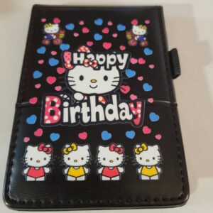 Small Black Leather Notebook with HK and Silver Pen