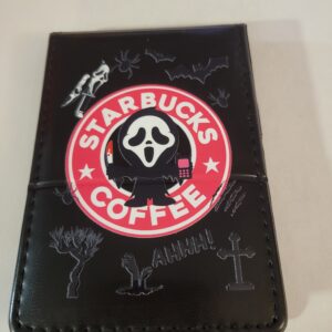 Small Black Leather Notebook with Scream and Silver Pen