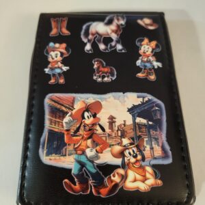 Small Black Leather Notebook with Mickey Crew and Silver Pen