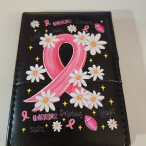Small Black Leather Notebook with Pink Ribbon and Silver Pen