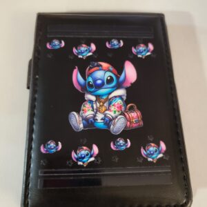 Small Black Leather Notebook with Stitch and Silver Pen