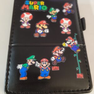 Small Black Leather Notebook with Mario and Silver Pen