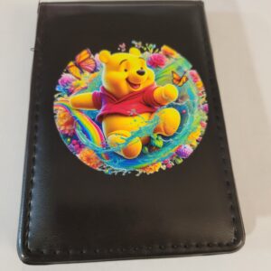 Small Black Leather Notebook with Pooh and Silver Pen