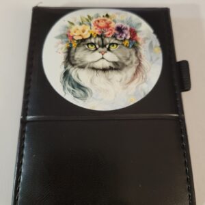 Small Black Leather Notebook with Grumpy Cat and Silver Pen
