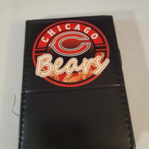 Small Black Leather Notebook with Bears Football and Silver Pen
