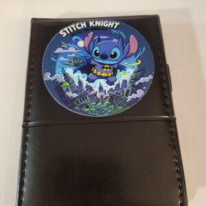 Small Black Leather Notebook with Stitch and Silver Pen