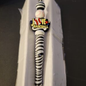 Black,White and Yellow Love Baseball Pen