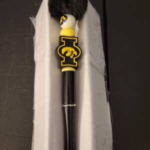 Black, White and Yellow Hawkeye Pen with Black Fuzzy top