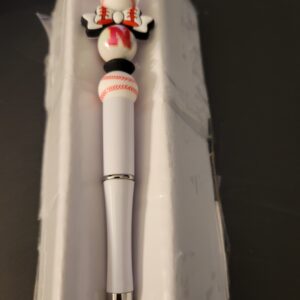 White Cornhusker Pen with White Bow