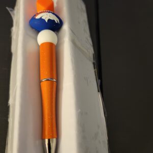 White Circle Bead Blue Football Broncos Pen