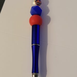 Red and White Beaded Mets Pen