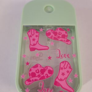 Mint Green Spray Bottle with Pink Boot and Hat