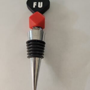 Silver and Black Wine Cork with FU Heart
