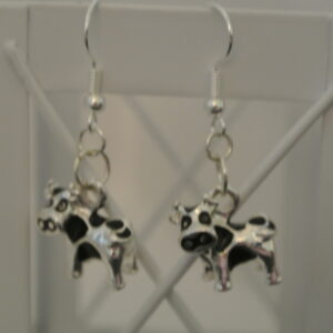 Silver Cow Earrings 1
