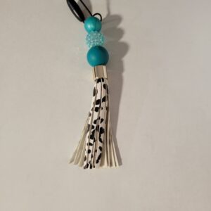 Teal, Black and White Hanger with Tassel