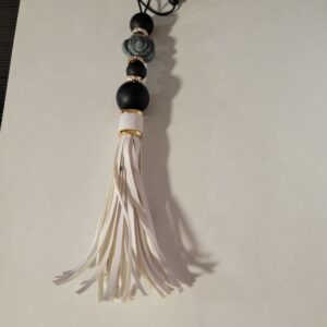 Black, White and Grey Hanger with White Tassel