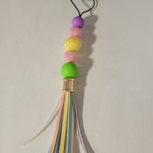 Purple, Green, Yellow and Pink Hanger with Tassel