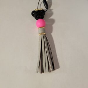 Black, Pink and Grey Hanger with Tassel