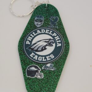 Green Acrylic Motel Keychain with Eagles