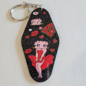 Black Acrylic Motel Keychain with Betty Boop
