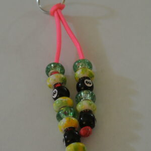 Pink, Green and Yellow Billard 8 Ball Beaded Keychain