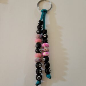 Blue, Pink and Purple Billard 8 Ball Beaded Keychain