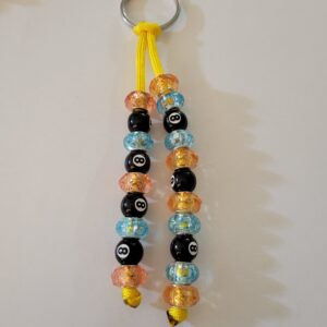 Yellow and Blue Billard 8 Ball Beaded Keychain